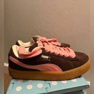 Puma Suede Sneakers Brown Pink Gum Sole Retro Y2K Skater Cute
